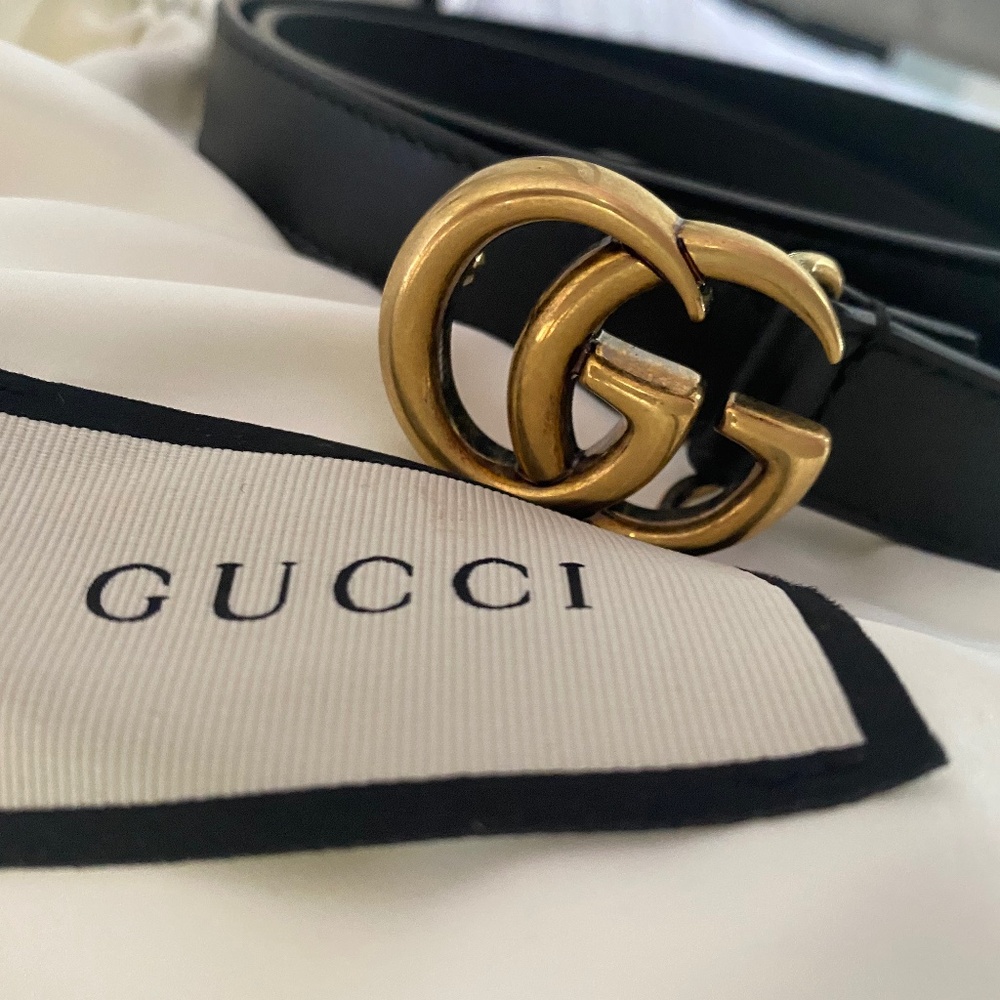 Gucci Marmont Thin Belt - Black, New